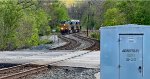 CSX 3243 leads a short rack train.